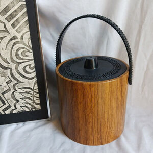 Vintage Phoenixware Faux Wood Ice Bucket Teak 3QT